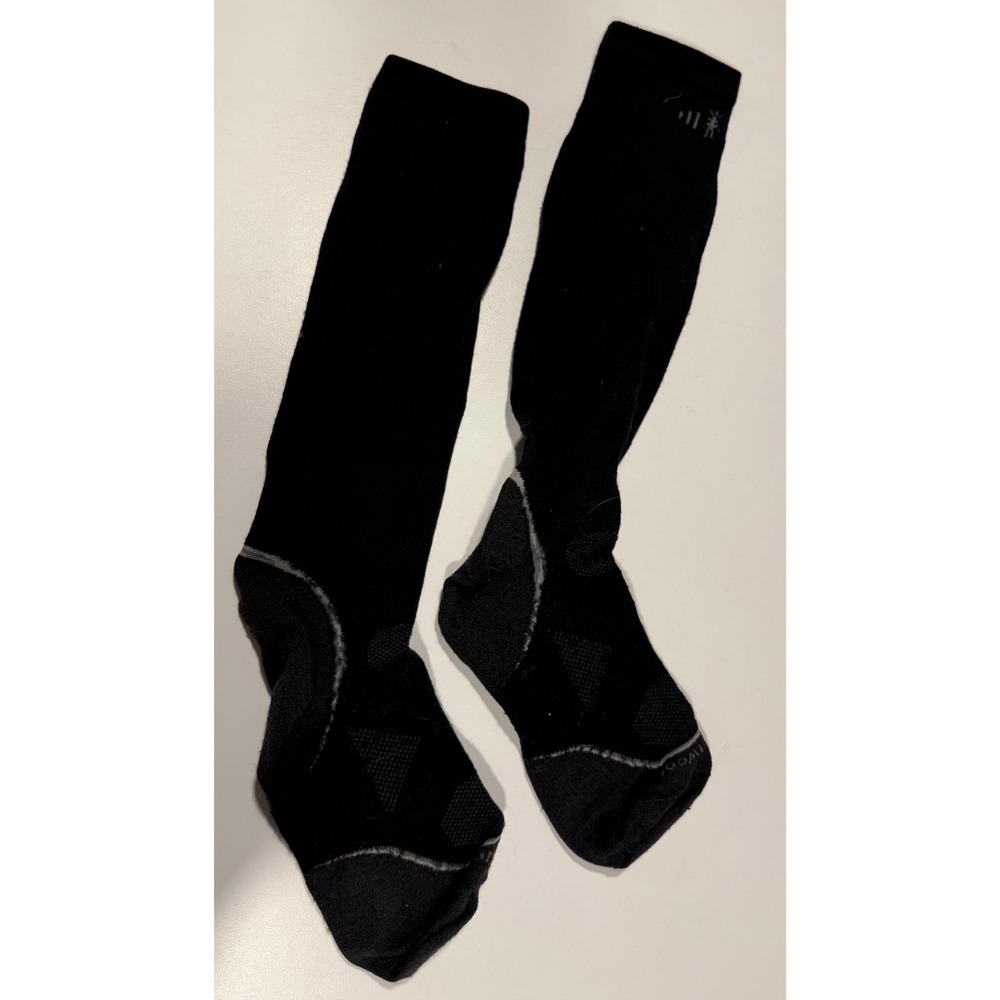 Smartwool PhD Ski Socks Over The Calf Merino Wool Black Gray Mens Large